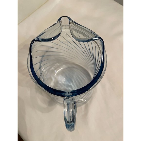 Vintage Blue Swirl Glass Pitcher - Picture 5 of 7